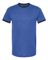 Pretreated Tultex 246 Unisex Fine Jersey Ringer T-Shirt - Heather Royal/ Navy