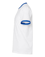 Pretreated Tultex 246 Unisex Fine Jersey Ringer T-Shirt - White/ Royal - Side