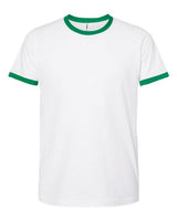 Pretreated Tultex 246 Unisex Fine Jersey Ringer T-Shirt - White/ Kelly