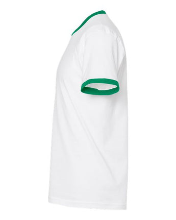 Pretreated Tultex 246 Unisex Fine Jersey Ringer T-Shirt - White/ Kelly - Side