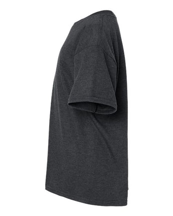 Pretreated Gildan 64000BCVC Softstyle CVC Youth T-Shirt - Pitch Black Mist - Side