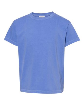 Pretreated Comfort Colors 9018 Youth Garment-Dyed Heavyweight T-Shirt - Flo Blue