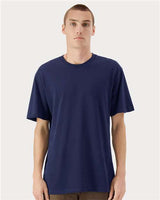 Pretreated American Apparel 5389 Unisex Sueded Tee - Sueded Navy - On Model