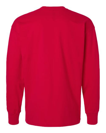 Pretreated Next Level 7211 Unisex Heavyweight Long Sleeve Tee - Red - Back
