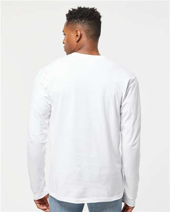 Pretreated Tultex 291 Unisex Heavyweight Jersey Long Sleeve T-Shirt - White - On Model - Back