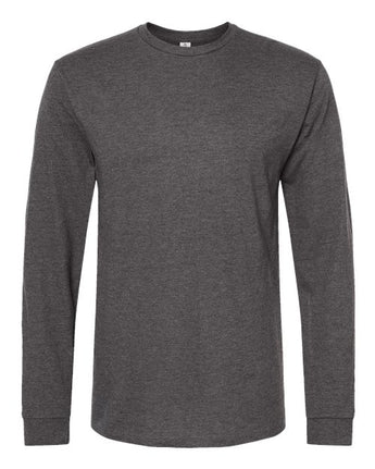 Pretreated Tultex 291 Unisex Heavyweight Jersey Long Sleeve T-Shirt - Heather Charcoal