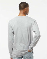 Pretreated Tultex 291 Unisex Heavyweight Jersey Long Sleeve T-Shirt - Heather Grey - On Model - Back