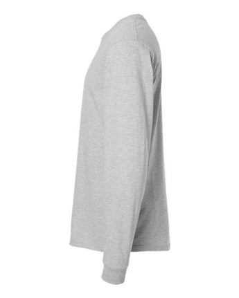 Pretreated Tultex 291 Unisex Heavyweight Jersey Long Sleeve T-Shirt - Heather Grey - Side