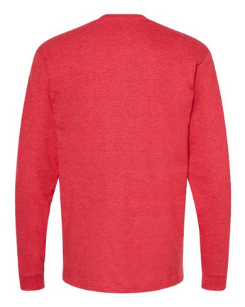 Pretreated Tultex 291 Unisex Heavyweight Jersey Long Sleeve T-Shirt - Heather Red - Back