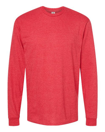 Pretreated Tultex 291 Unisex Heavyweight Jersey Long Sleeve T-Shirt - Heather Red