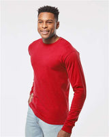 Pretreated Tultex 291 Unisex Heavyweight Jersey Long Sleeve T-Shirt - Red - On Model - Side