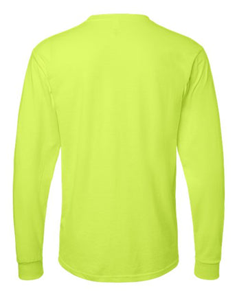 Pretreated Tultex 291 Unisex Heavyweight Jersey Long Sleeve T-Shirt - Safety Green - Back