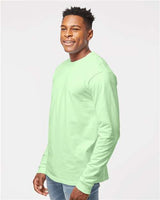 Pretreated Tultex 291 Unisex Heavyweight Jersey Long Sleeve T-Shirt - Neo Mint - On Model - Side