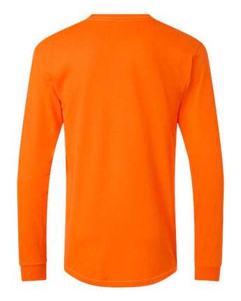 Pretreated Tultex 291 Unisex Heavyweight Jersey Long Sleeve T-Shirt - Safety Orange - Back