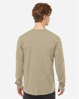 Pretreated Tultex 291 Unisex Heavyweight Jersey Long Sleeve T-Shirt - Sand - On Model - Back