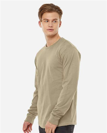 Pretreated Tultex 291 Unisex Heavyweight Jersey Long Sleeve T-Shirt - Sand - On Model - Side