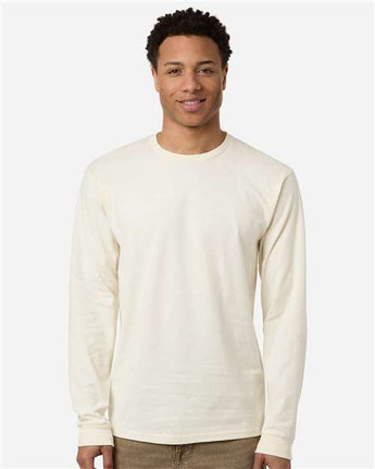 Pretreated Tultex 291 Unisex Heavyweight Jersey Long Sleeve T-Shirt - Natural - On Model