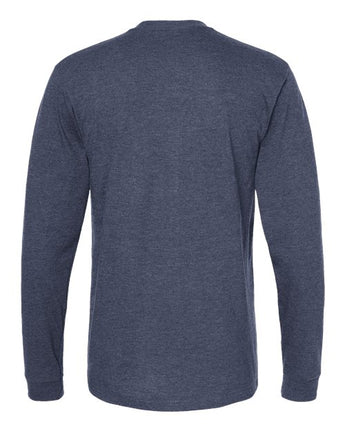Pretreated Tultex 291 Unisex Heavyweight Jersey Long Sleeve T-Shirt - Heather Denim - Back