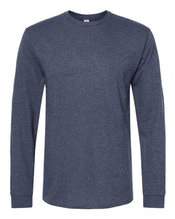 Pretreated Tultex 291 Unisex Heavyweight Jersey Long Sleeve T-Shirt - Heather Denim