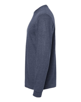 Pretreated Tultex 291 Unisex Heavyweight Jersey Long Sleeve T-Shirt - Heather Denim - Side