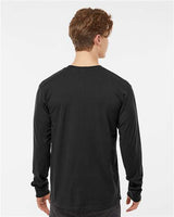 Pretreated Tultex 291 Unisex Heavyweight Jersey Long Sleeve T-Shirt - Black - On Model - Back