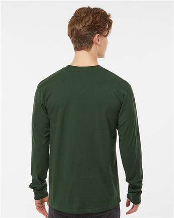 Pretreated Tultex 291 Unisex Heavyweight Jersey Long Sleeve T-Shirt - Hunter Green - On Model - Back