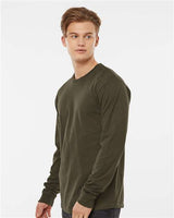 Pretreated Tultex 291 Unisex Heavyweight Jersey Long Sleeve T-Shirt - Grape Leaf - On Model - Side