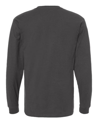 Pretreated Tultex 291 Unisex Heavyweight Jersey Long Sleeve T-Shirt - Charcoal - Back