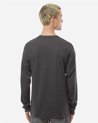 Pretreated Tultex 291 Unisex Heavyweight Jersey Long Sleeve T-Shirt - Charcoal - On Model - Back