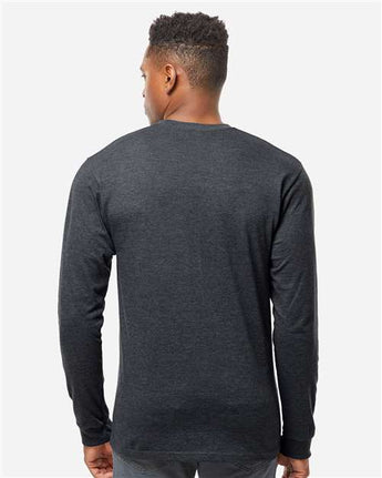 Pretreated Tultex 291 Unisex Heavyweight Jersey Long Sleeve T-Shirt - Heather Graphite - On Model - Back
