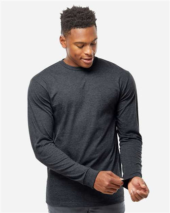 Pretreated Tultex 291 Unisex Heavyweight Jersey Long Sleeve T-Shirt - Heather Graphite - On Model