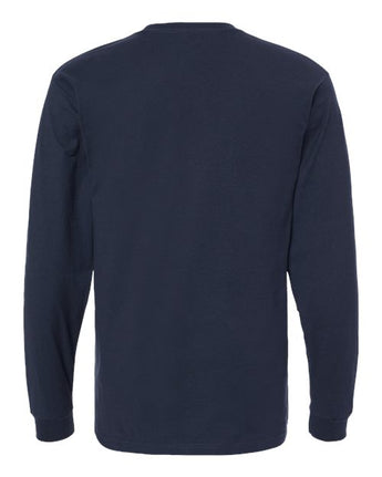 Pretreated Tultex 291 Unisex Heavyweight Jersey Long Sleeve T-Shirt - Navy - Back