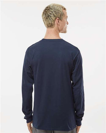 Pretreated Tultex 291 Unisex Heavyweight Jersey Long Sleeve T-Shirt - Navy - On Model - Back