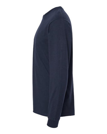 Pretreated Tultex 291 Unisex Heavyweight Jersey Long Sleeve T-Shirt - Navy - Side