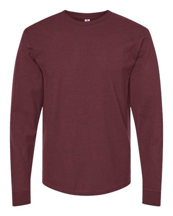 Pretreated Tultex 291 Unisex Heavyweight Jersey Long Sleeve T-Shirt - Burgundy