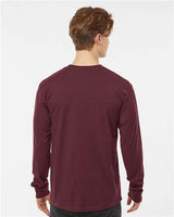 Pretreated Tultex 291 Unisex Heavyweight Jersey Long Sleeve T-Shirt - Burgundy - On Model - Back