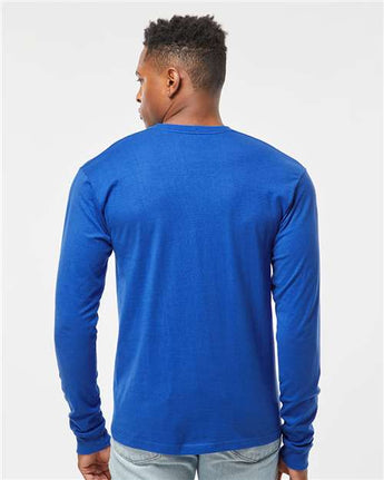 Pretreated Tultex 291 Unisex Heavyweight Jersey Long Sleeve T-Shirt - Royal - On Model - Back