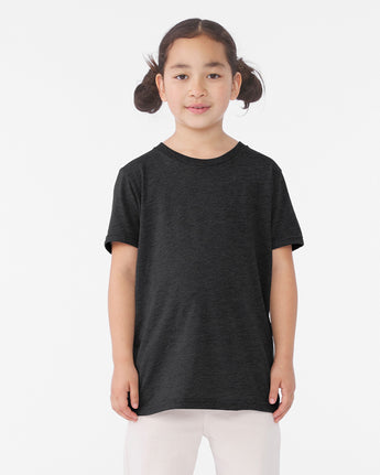 Pretreated BELLA+CANVAS 3001YCVC Youth Heather CVC Jersey Tee - Dark Grey Heather