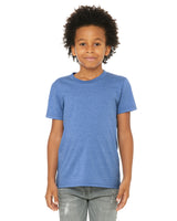 Pretreated BELLA+CANVAS 3001YCVC Youth Heather CVC Jersey Tee - Heather Columbia Blue