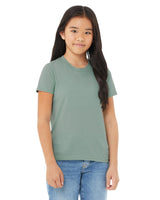 Pretreated BELLA+CANVAS 3001YCVC Youth Heather CVC Jersey Tee - Heather Dusty Blue
