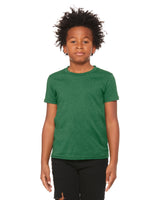 Pretreated BELLA+CANVAS 3001YCVC Youth Heather CVC Jersey Tee - Heather Grass Green