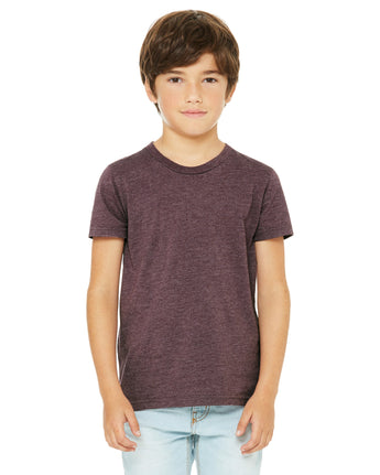 Pretreated BELLA+CANVAS 3001YCVC Youth Heather CVC Jersey Tee - Heather Maroon