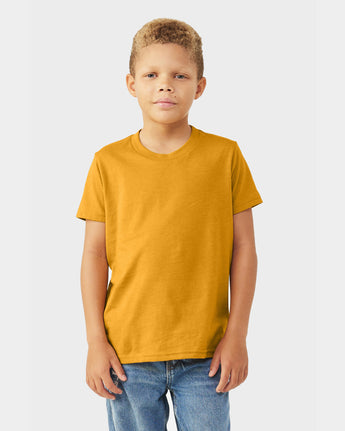 Pretreated BELLA+CANVAS 3001YCVC Youth Heather CVC Jersey Tee - Heather Mustard