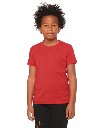 Pretreated BELLA+CANVAS 3001YCVC Youth Heather CVC Jersey Tee - Heather Red