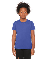 Pretreated BELLA+CANVAS 3001YCVC Youth Heather CVC Jersey Tee - Heather True Royal