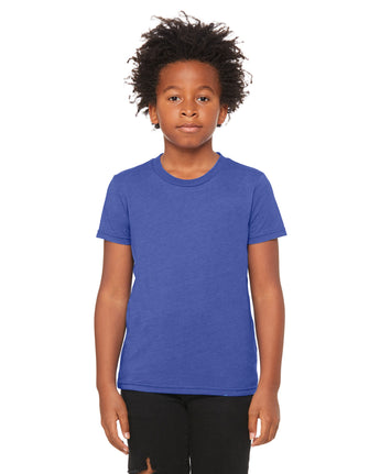 Pretreated BELLA+CANVAS 3001YCVC Youth Heather CVC Jersey Tee - Heather True Royal