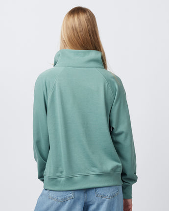 Pretreated Enza 31179 Ladies Boxy Half Zip Fleece - Sea Sage - Back