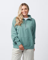 Pretreated Enza 31179 Ladies Boxy Half Zip Fleece - Sea Sage