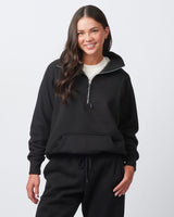 Pretreated Enza 31179 Ladies Boxy Half Zip Fleece - Black