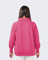 Pretreated Enza 31179 Ladies Boxy Half Zip Fleece - Hot Pink - Back
